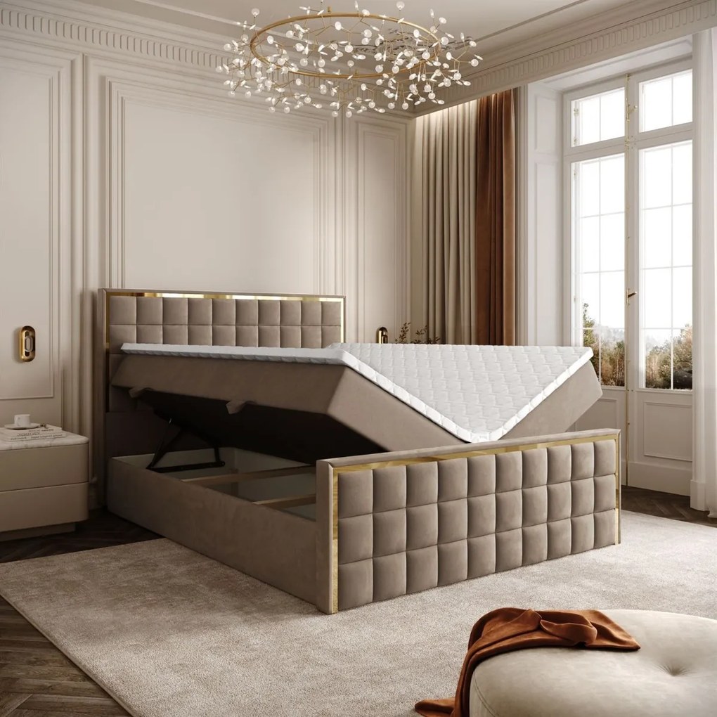 VYSOKÁ ČALÚNENÁ POSTEĽ NOEMI GOLD 160X200 ROYAL VELVET 176