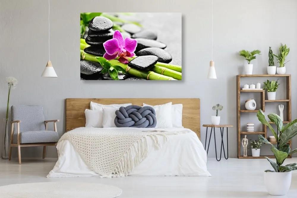 Obraz Spa zátišie s fialovou orchideou - 90x60