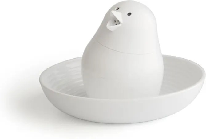 Biela soľnička s tanierikom na vajíčko Qualy Jib-Jib Shaker