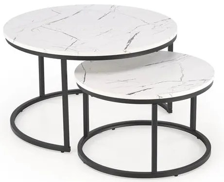 KONFERENČNÝ STOLÍK DAVINO BIELY MRAMOR + ČIERNY