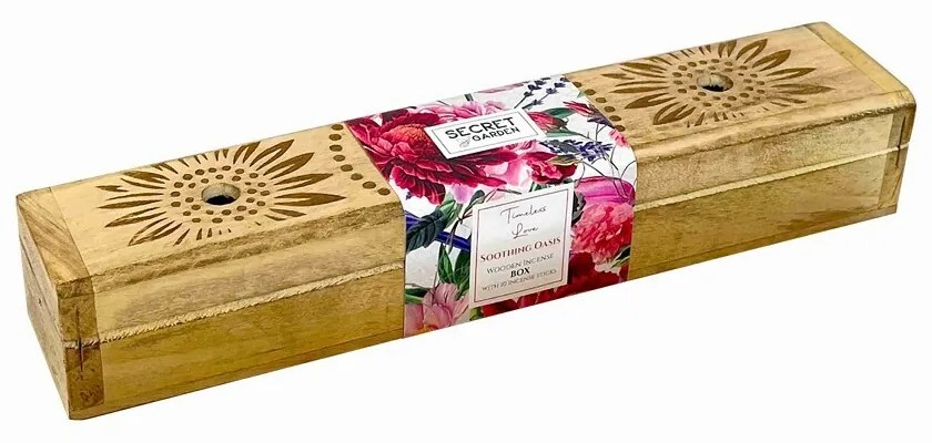 Arome Secret garden drevená krabička s vonnými tyčinkami Soothing Oasis, 10 tyčiniek