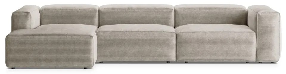 Béžová menčestrová rohová pohovka (ľavý roh/s leňoškou) Bergamo – Cosmopolitan Design