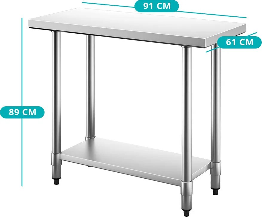 Nerezový stôl s dolnou poličkou