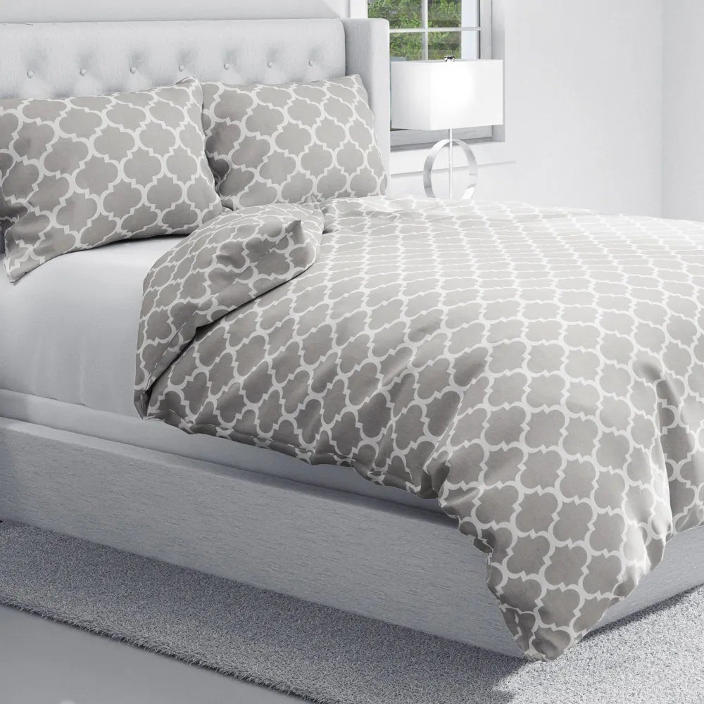 Biante Bavlnené posteľné obliečky Sandra SA-188 Sivé Maroko Predĺžené 140x220 a 70x90 cm