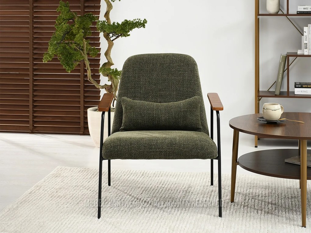 Kreslo Elba (zelená + orech). Akcia -20%. Vlastná spoľahlivá doprava až k Vám domov. 1110002