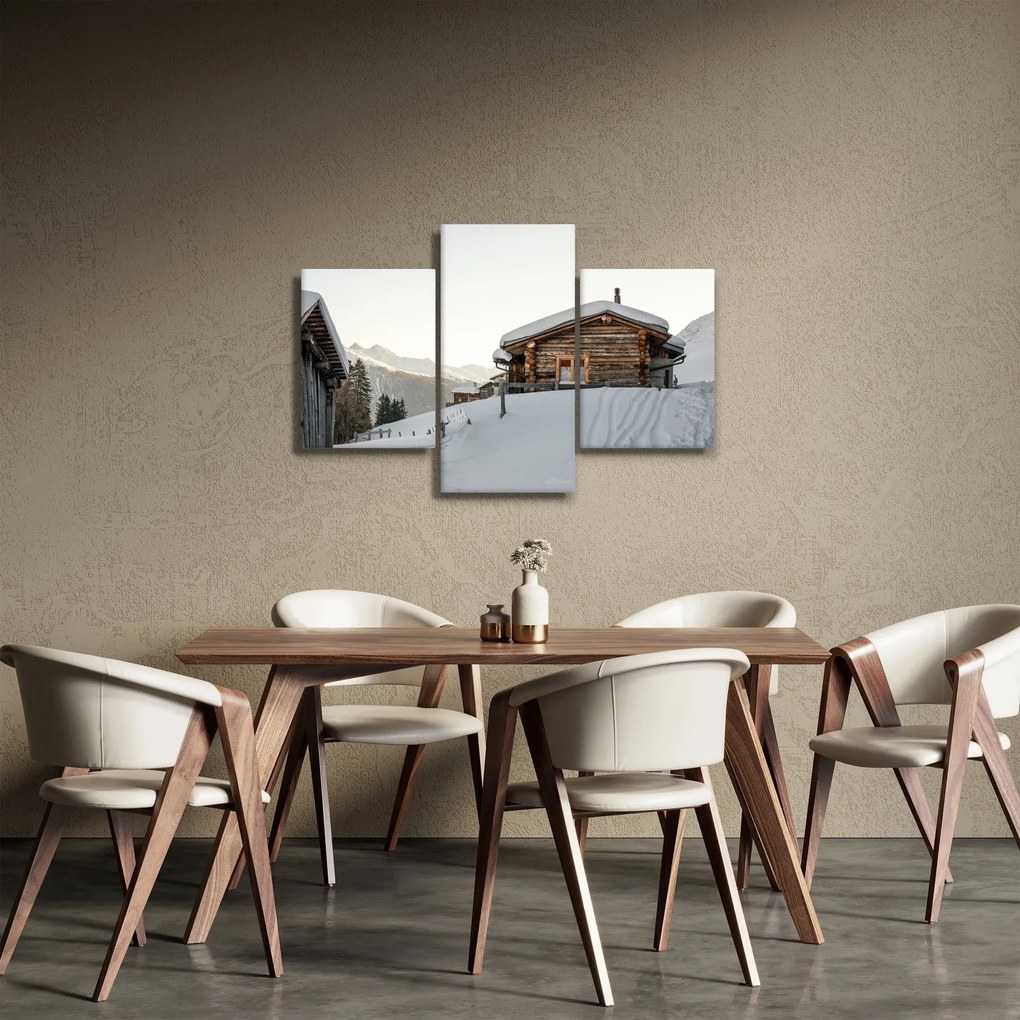Obraz - horská chata v snehu (90x60 cm)
