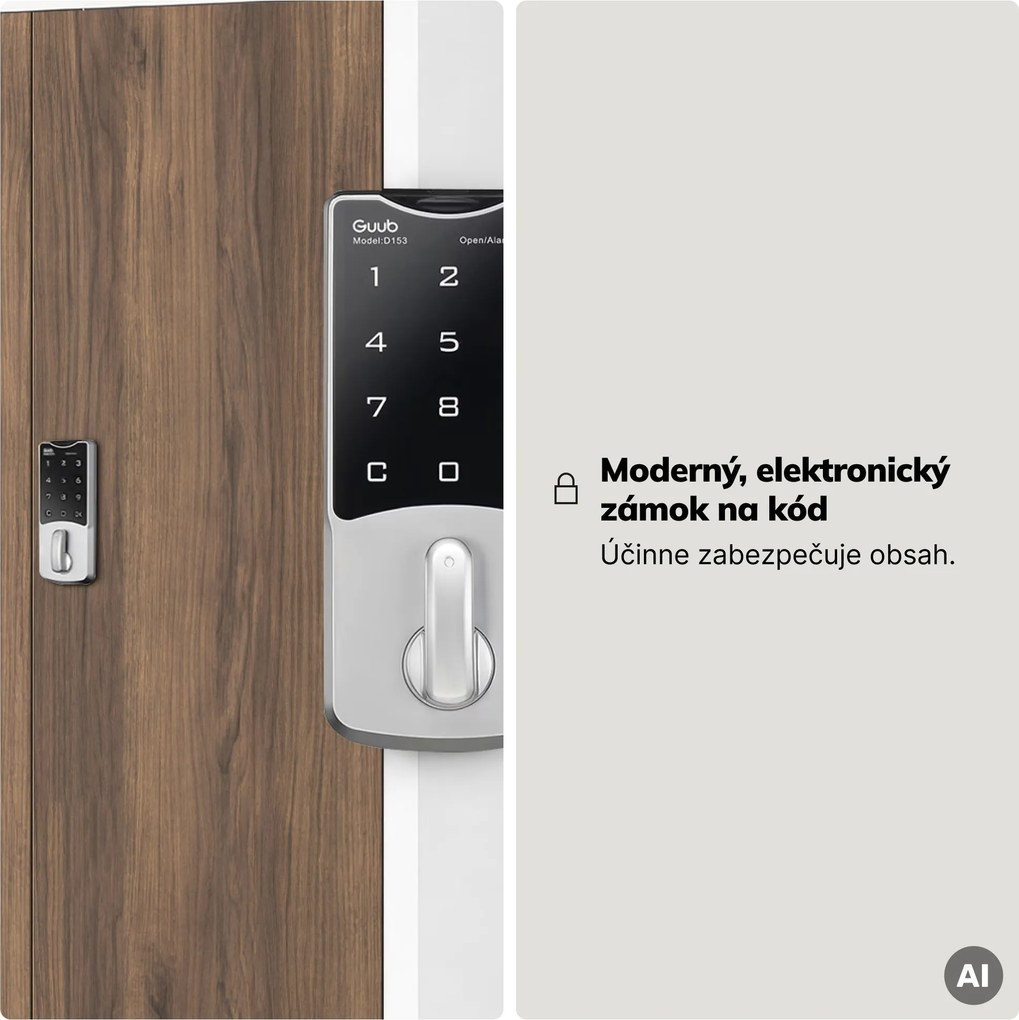 Kovová kancelárska skriňa so zámkom na kód biela, orech, 900x1850x400 mm: DANIEL Eco Design