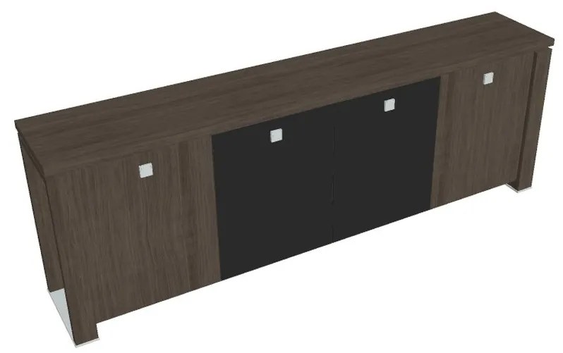 Nízka skriňa Verno+ S 260 x 46 x 90 cm, kombinované dvere, dub antracit / čierna