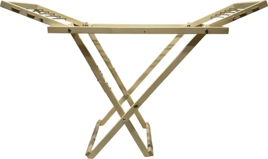 Veľký drevený sušiak na bielizeň - svetlý sušiak na prádlo, rozkládací, voľne stojací - Vintage