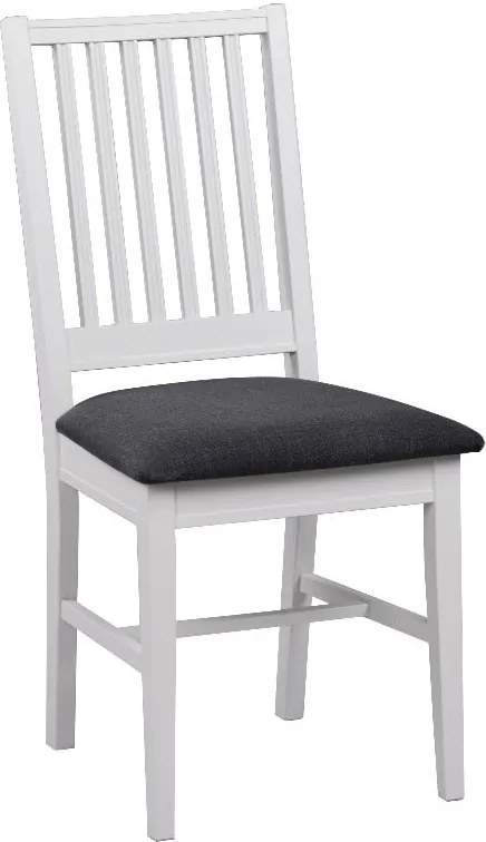 Biela brezová jedálenská stolička so sivým sedadlom Rowico Koster