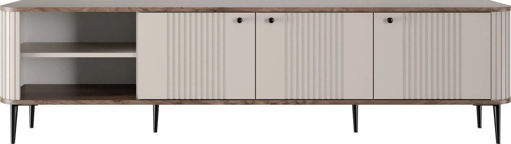 TV skrinka Vesper 3D 187 cm - kašmír / orech / čierne nohy
