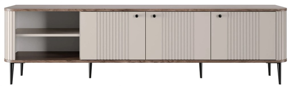 TV stolík Vespera 3D 187 cm - kašmírová / orech / čierne nožičky