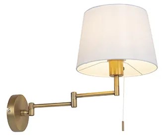 Bronzová nástenná lampa s bielym tienidlom a nastaviteľným ramenom - Ladas Deluxe