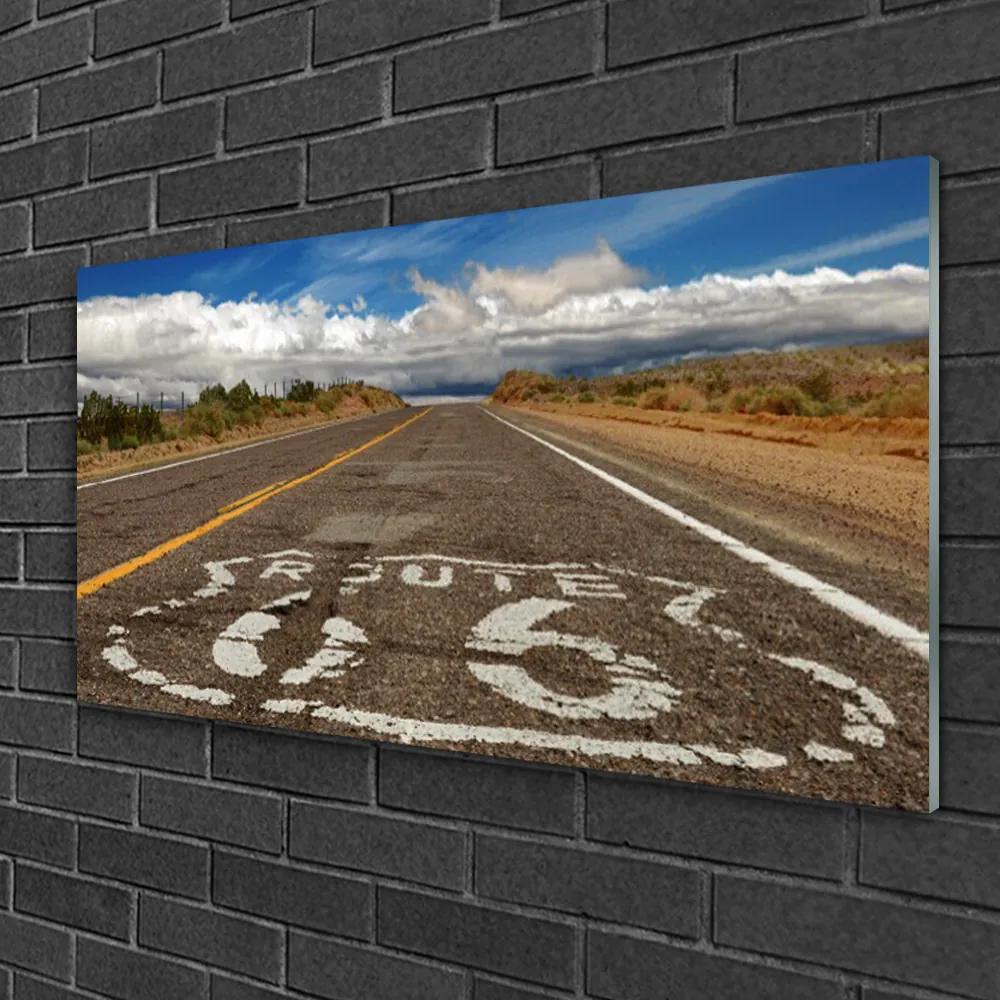 Skleneny obraz Cesta na púšti diaľnica 100x50 cm