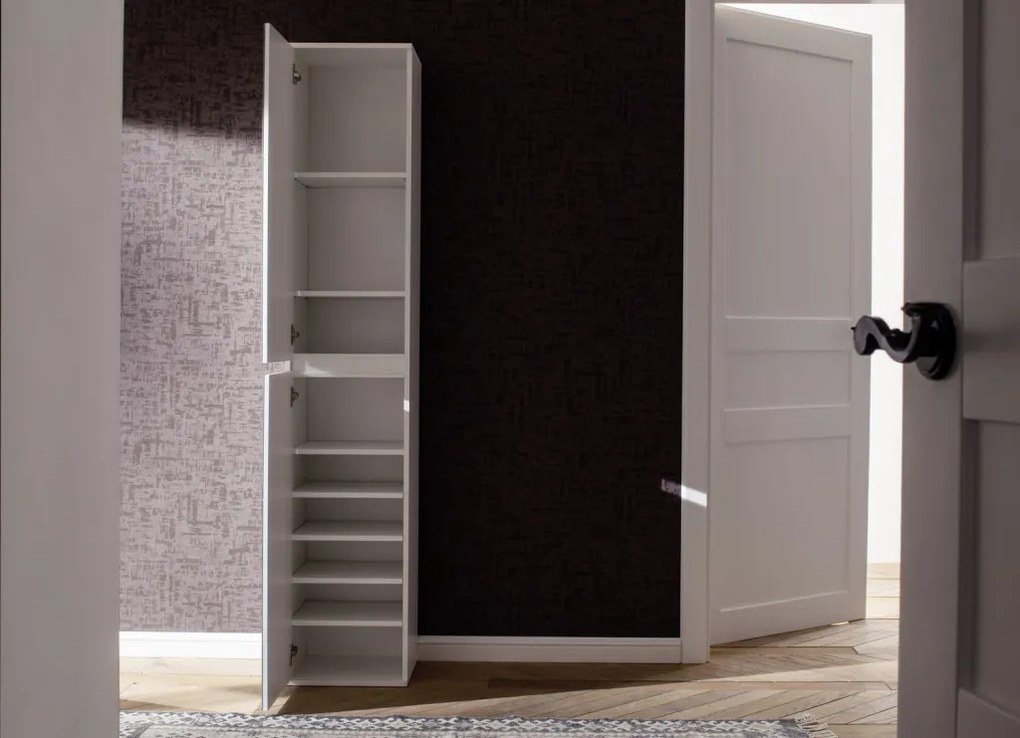 Zrkadlová viacúčelová skriňa s policami Mirror, 37 cm, biela