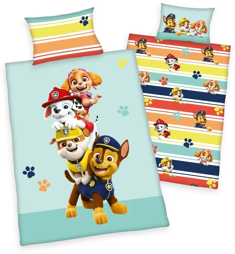 Herding Detské bavlnené obliečky do postieľky Paw Patrol, 40 x 60 cm, 100 x 135 cm