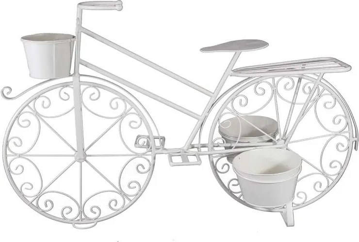 bicykel stojan na kvety biely kovoví 65x103x38cm