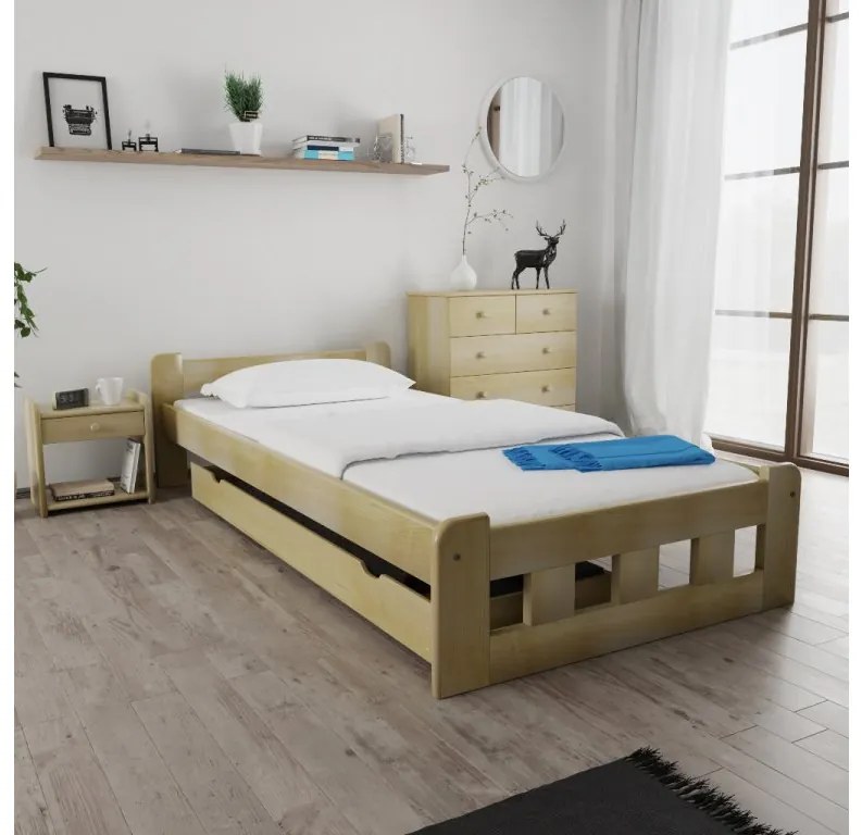 Posteľ Naomi zvýšená 90 x 200 cm, borovica Rošt: Bez roštu, Matrac: Matrac COCO MAXI 20 cm