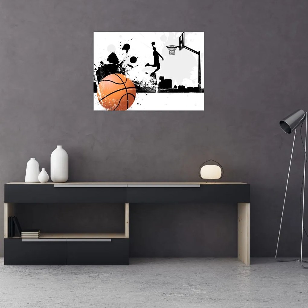 Sklenený obraz - Hráč basketbalu (70x50 cm)