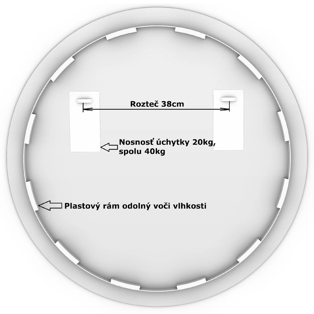 LED zrkadlo okrúhle Romantico ⌀80cm studená biela
