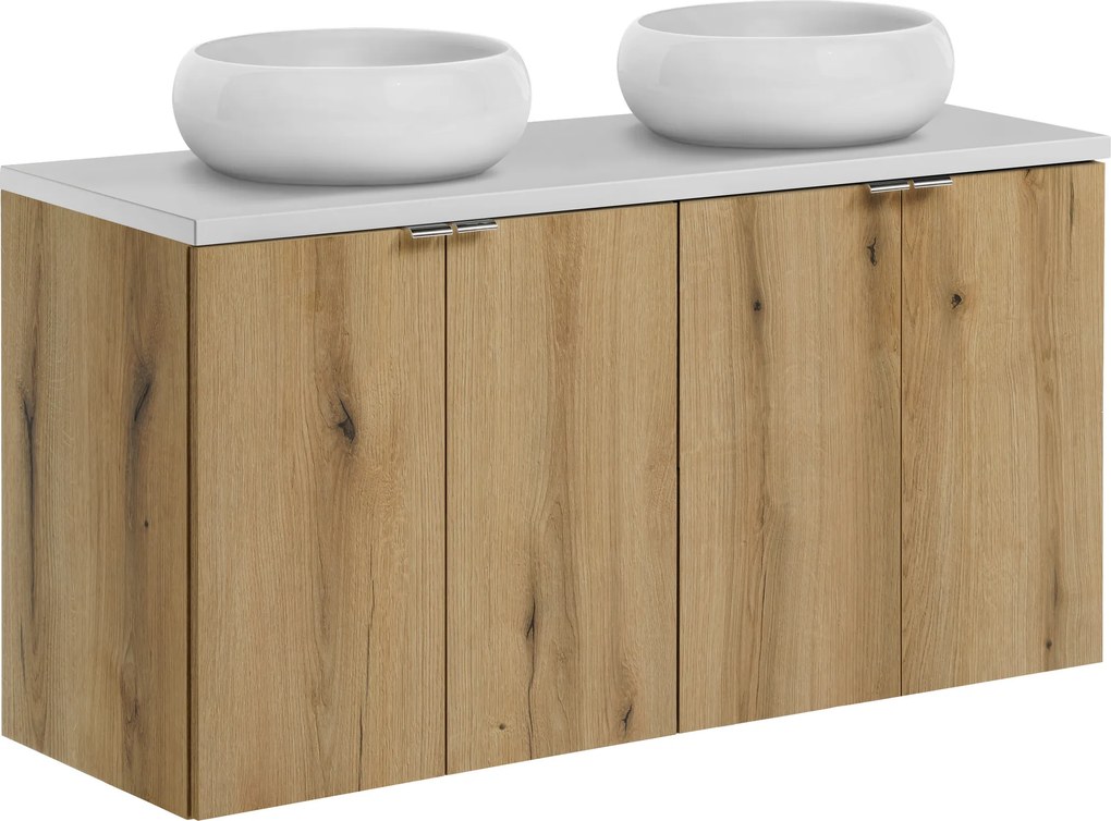 Comad Kúpeľňová skrinka s doskovými umývadlami set Nova Oak 120 dub coast evoke/biela