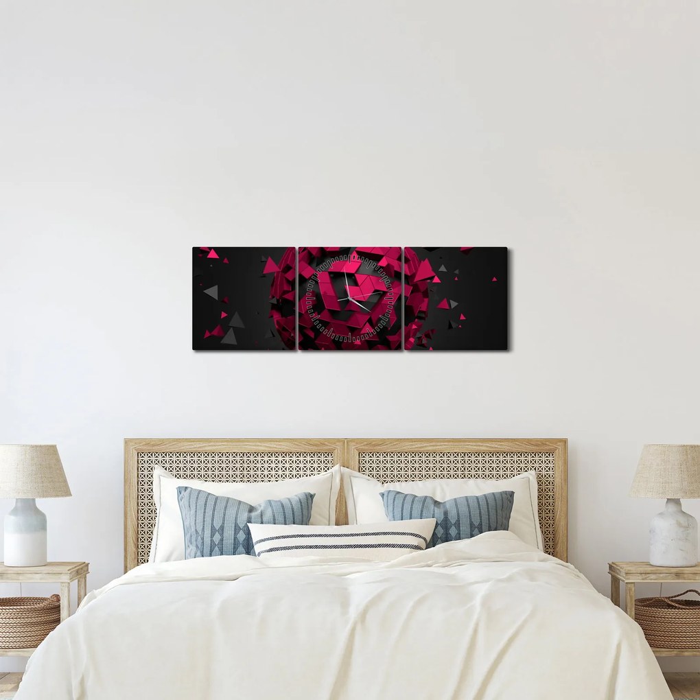 Obraz 3D abstrakcie (s hodinami) (90x30 cm)