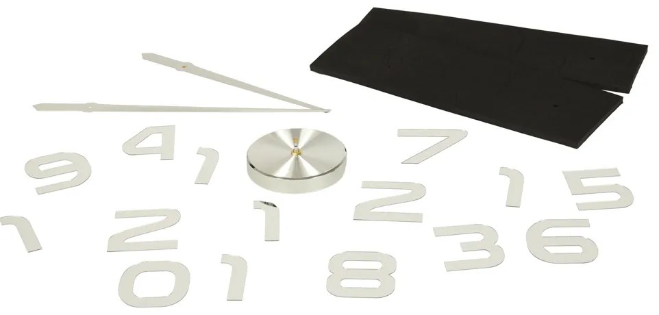 KIK Nástěnné hodiny velké 80-120cm stříbrné 12 číslic