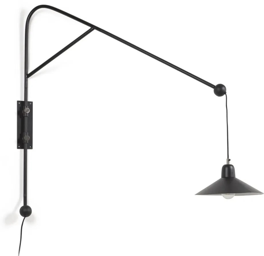 Čierne nástenné svietidlo ø 30 cm Eleazar – Kave Home