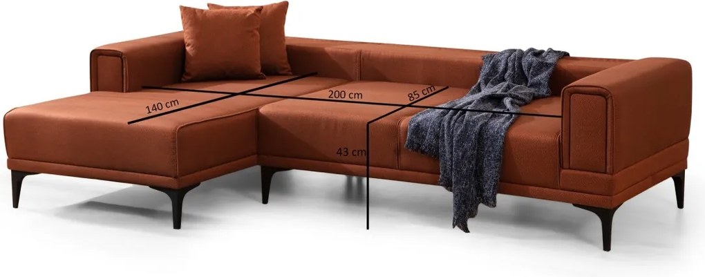 Rohová sedacia súprava Horizon 250 cm tehlová ľavá