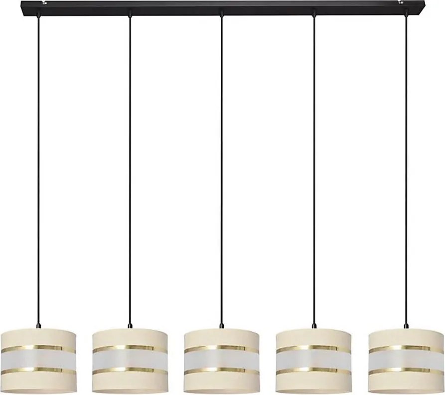 Luster na lanku HELEN 5xE27/15W/230V krémová/čierna/zlatá