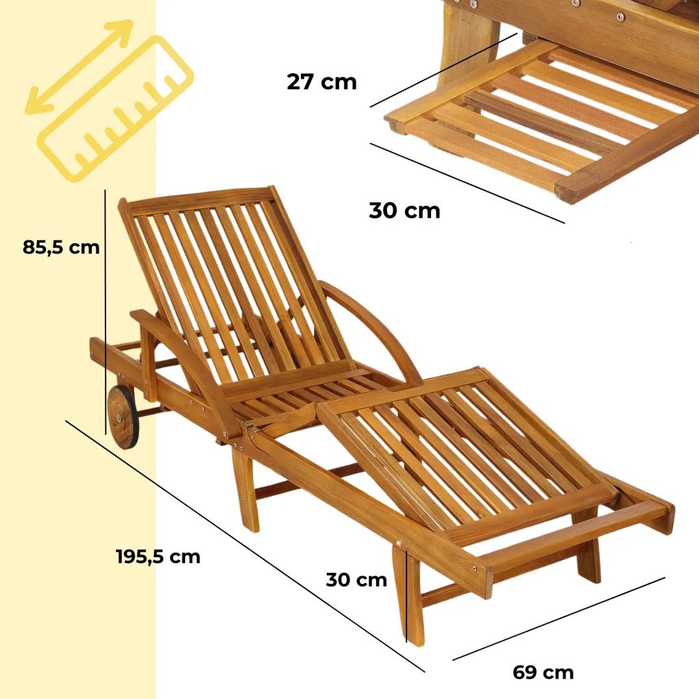 Záhradné lehátko TAMI SUN, 195,5x69x85cm, prírodná hnedá Jurhan