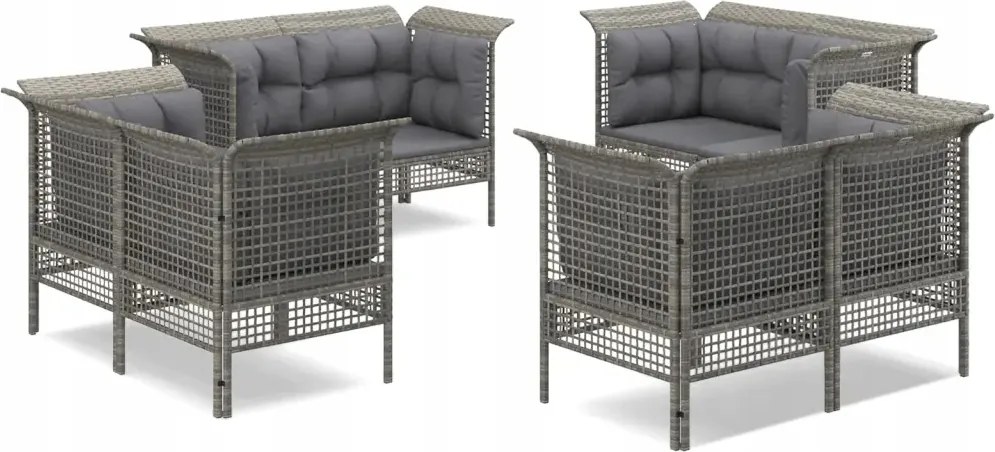 vidaXL 8-dielna sedacia súprava do záhrady, vankúše, Pe ratan, sivá