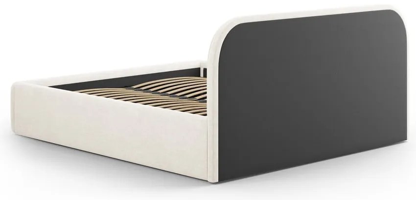 Slonovinová čalúnená dvojlôžková posteľ s úložným priestorom s roštom 200x200 cm Juno – Windsor & Co Sofas