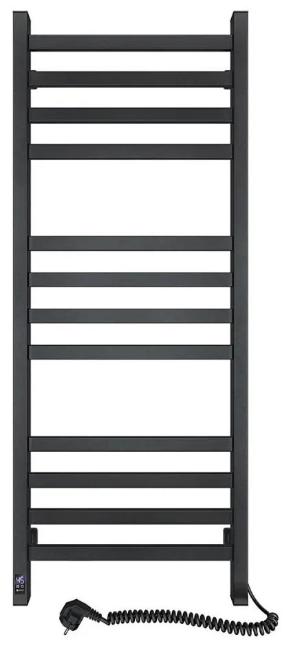 Kúpeľňový rebríkový radiátor s termostatom AVANGARD 459W/230V 120,6cm IP44 čierny pravý