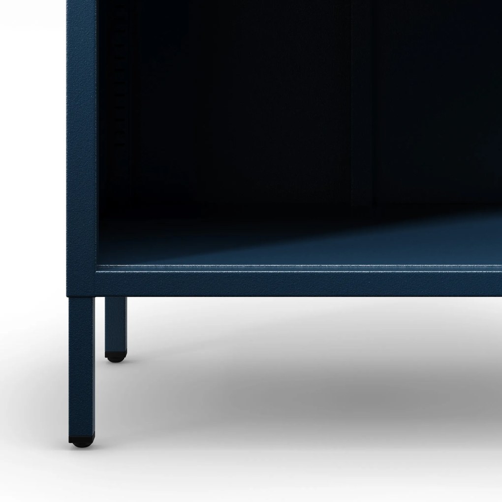 Regál plytký otvorený na knihy na nožičkách tmavomodrý, 500x1800x350 mm: MARIO Modern