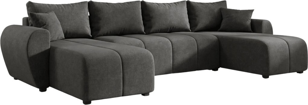 Rozkladacia obojstranná sedacia súprava do U SEVIO 311x145 cm, tmavosivá + 2 vankúšiky ZDARMA