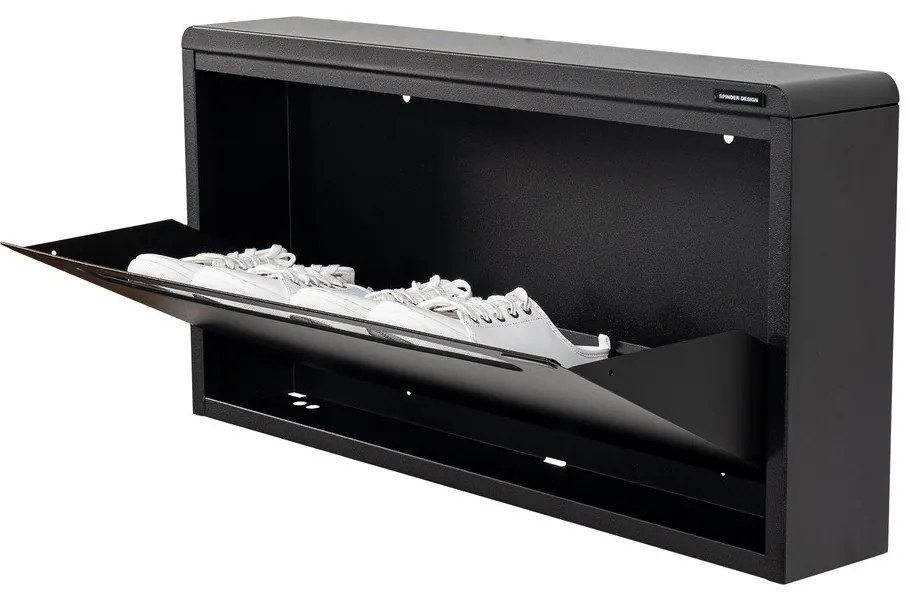 Čierna kovová výklopná/závesná skrinka na topánky 75x38x13 cm Mario – Spinder Design