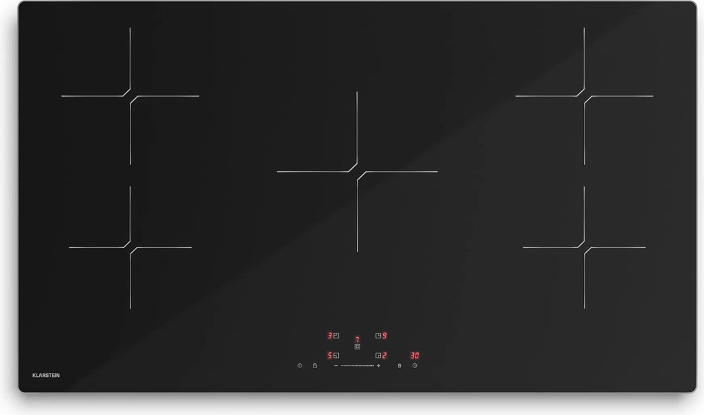 Klarstein PowerGlide indukčná varná doska | Moderná a výkonná | 5 varných zón | 9800 W | 90 cm