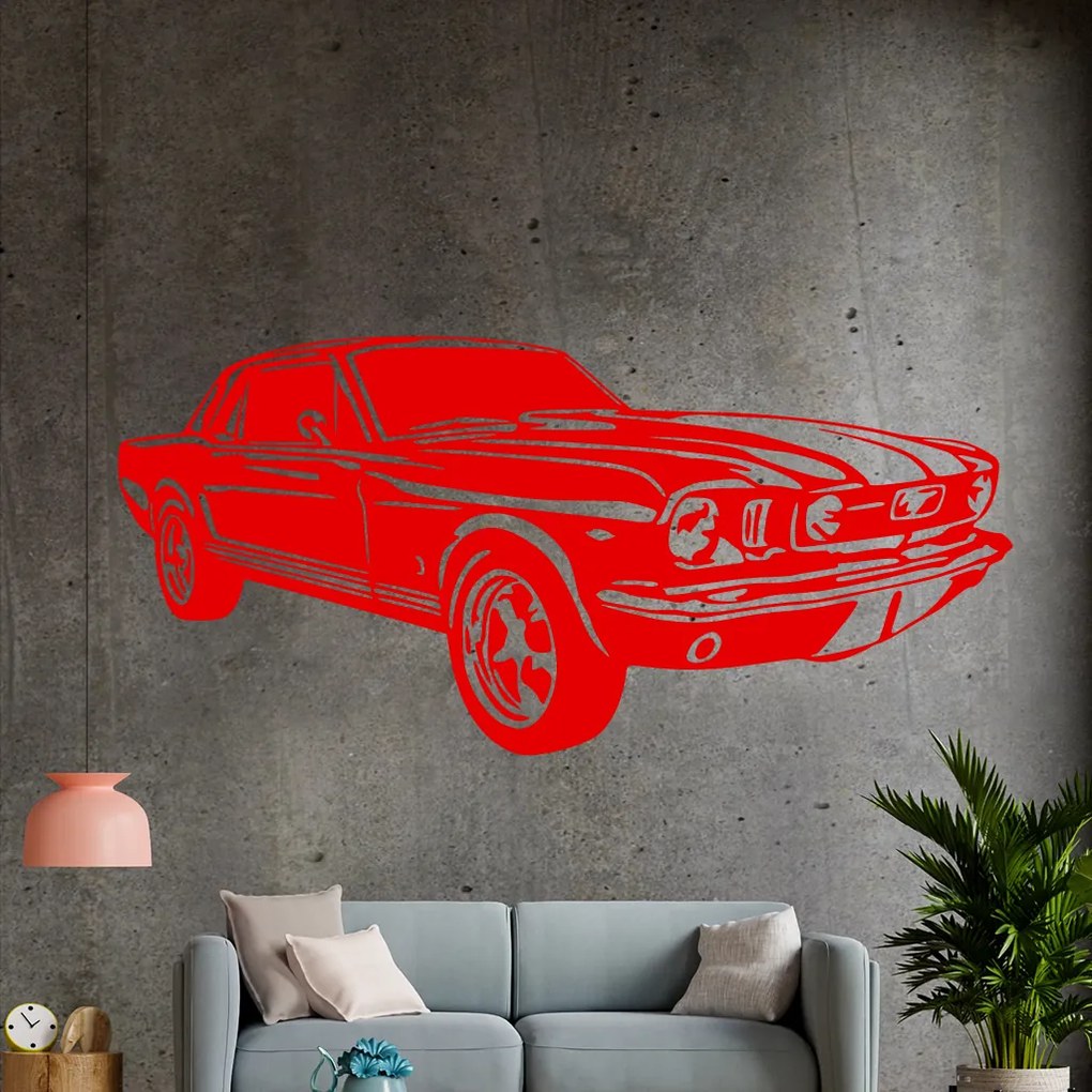 Veselá Stena Samolepka Automobil Ford Mustang Farba: ružová, Veľkosť: 60 x 28 cm