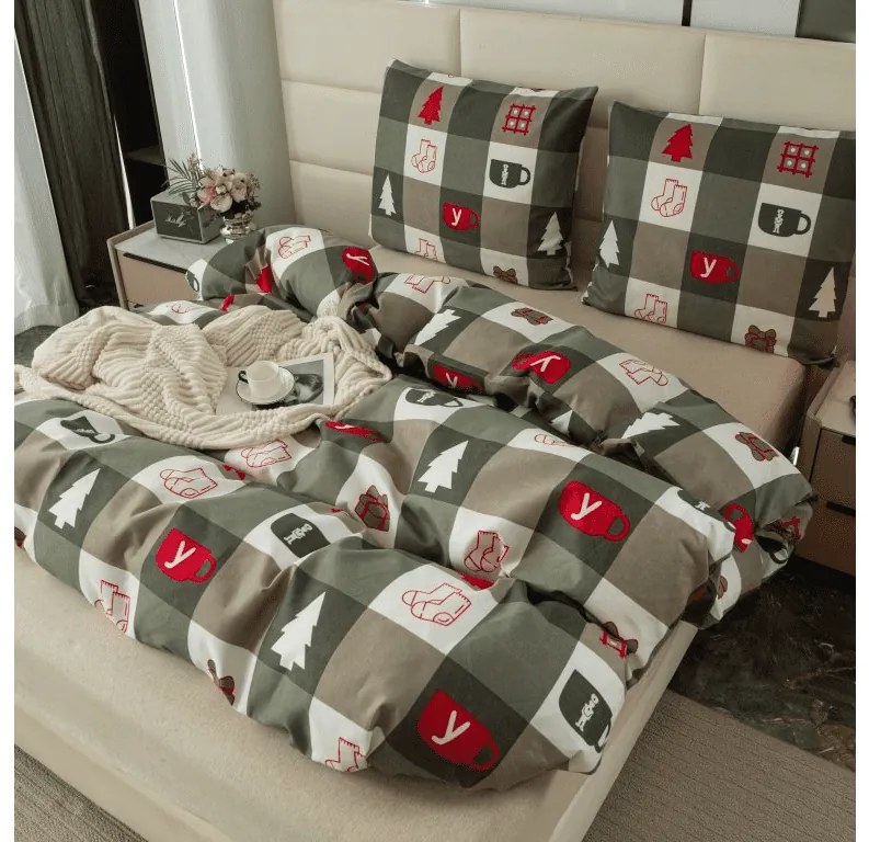 Obliečky z mikrovlákna CHRISTMAS SOCKS zelené Rozmer obliečky: 70 x 90 cm | 140 x 220 cm