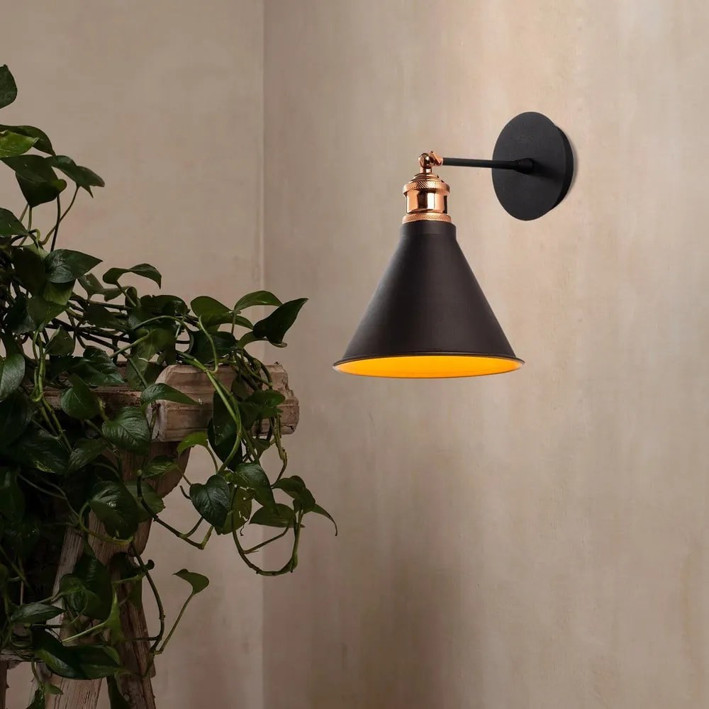 Čierne nástenné svietidlo ø 20 cm Berceste – Opviq lights