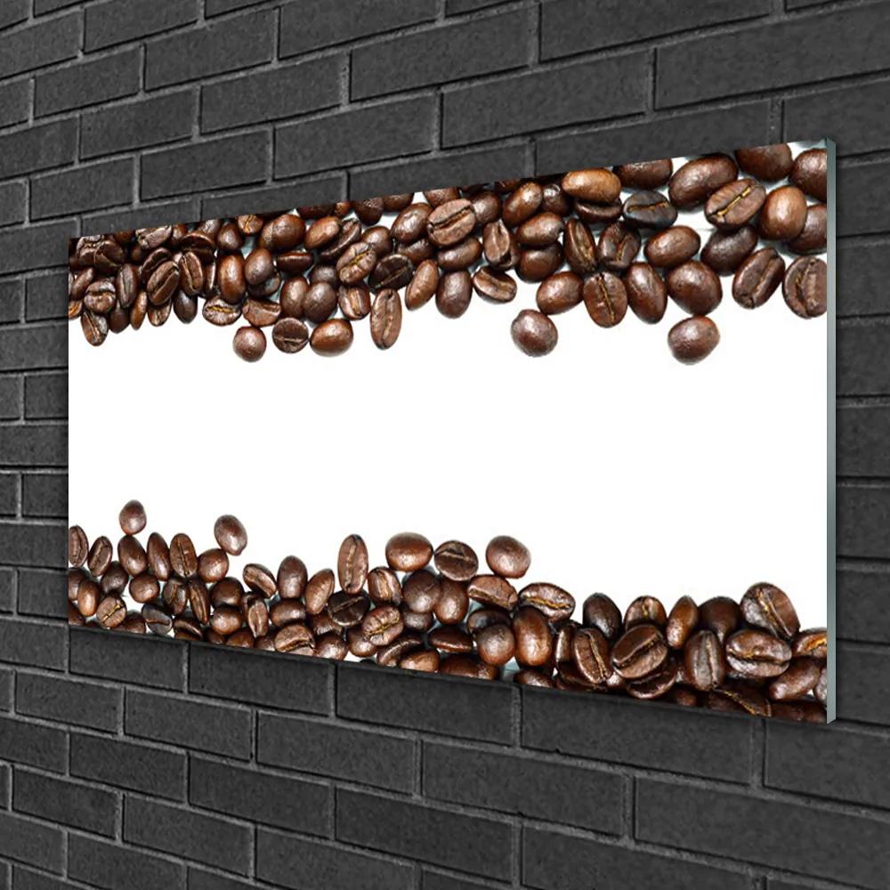 Obraz na skle Káva zrnká kuchyňa 120x60 cm