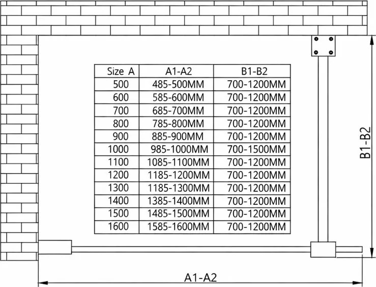 Erga Paris, sprchová zástena Walk-In 130x200 cm v čiernom ráme, 8mm číre sklo, čierny profil, ERG-V02-PARIS-130x200-BF