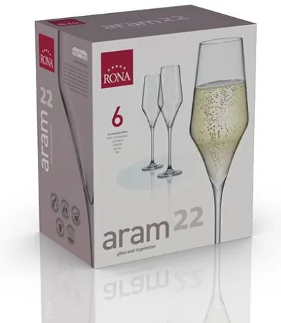 Rona Poháre na šumivé víno ARAM 220 ml, 6 ks