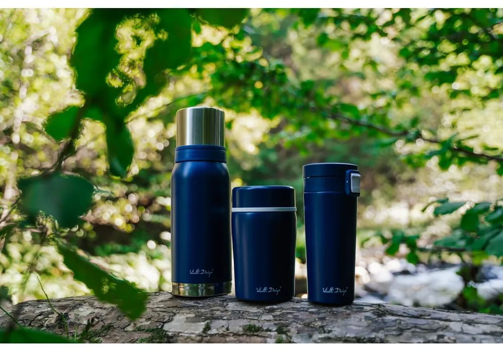 Tmavomodrý cestovný termohrnček Vialli Design Fuori, 400 ml