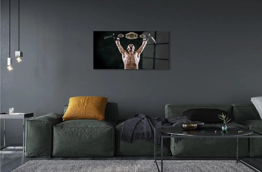 Obraz na skle muž remeň 120x60 cm