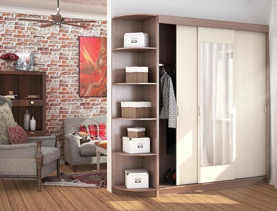 VerDesign, KRETA šatníková skriňa s regálom č.1, jasan tmavý/svetlý