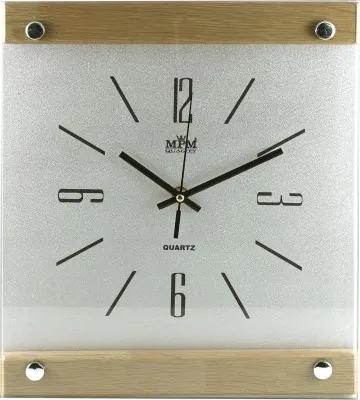 Nástenné hodiny MPM, 2511.7051 - strieborná/hnedá svetlá, 38cm