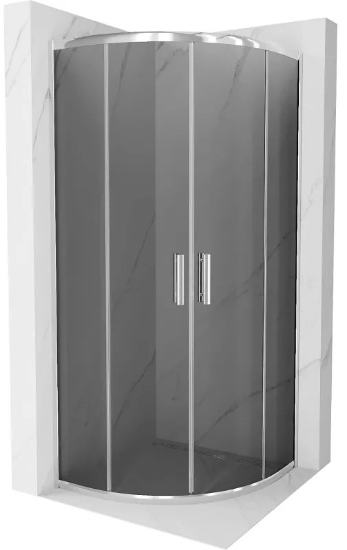 Mexen Rio, štvrťkruhový sprchovací kút s posuvnými dverami 90(dvere) x 90(dvere) x 190 cm, 6mm šedé sklo, chrómový profil, 863-090-090-01-40