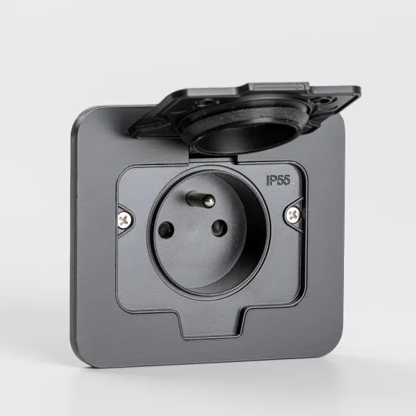 Solight 5B322B - Vonkajšia vstavaná podlahová zásuvka IP55 čierna obdĺžnikový